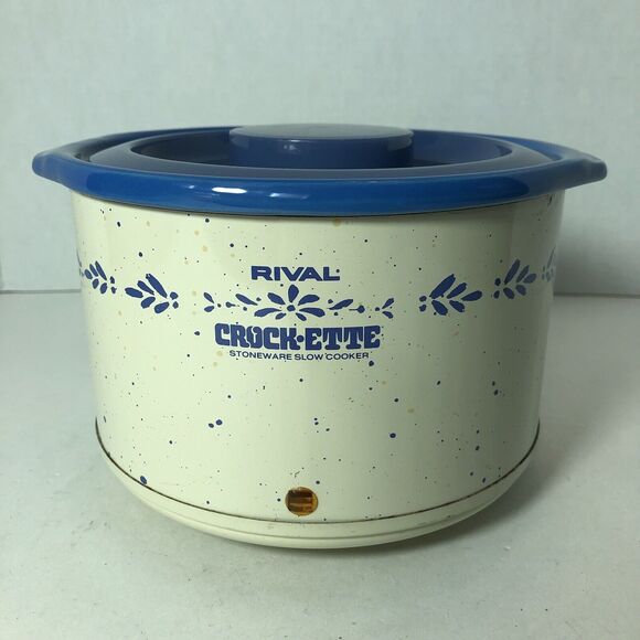 Rival Crockette Crock Pot Slow Cooker 1 Qt Country Blue‎ and Beige Model 3205 E1 - Picture 1 of 12